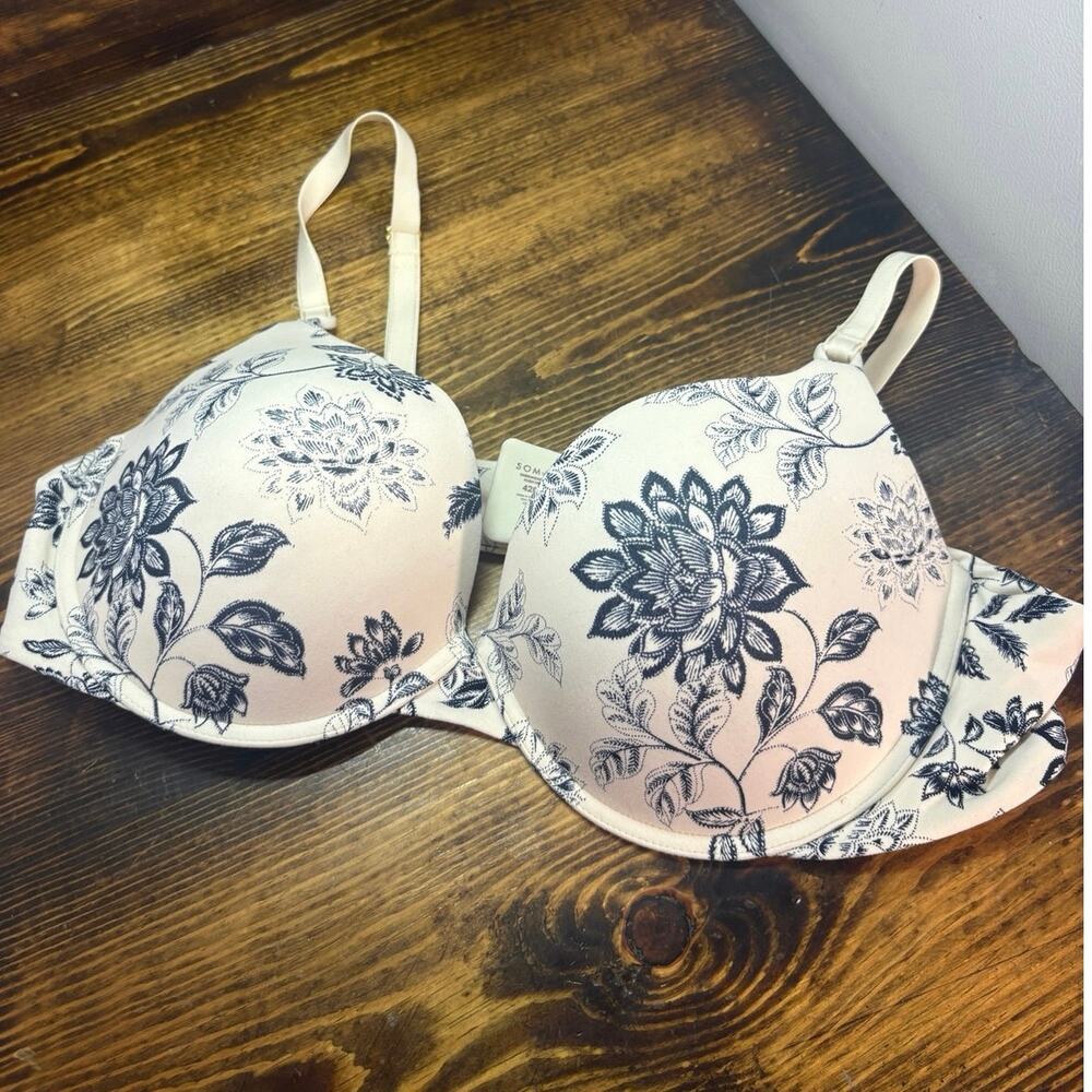 Soma blue and white floral embraceable push up bra size 42C